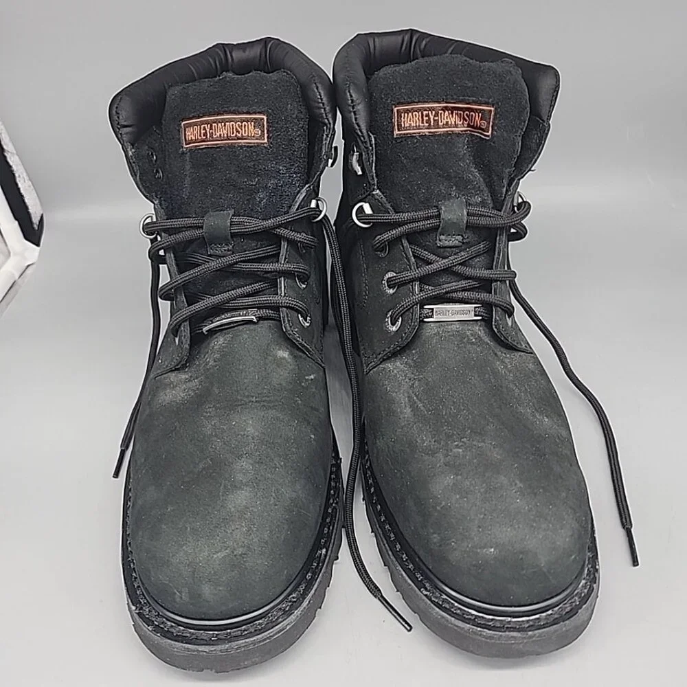 Harley Davidson Mens Boots Badlands Lace-Up 12 W Black Leather